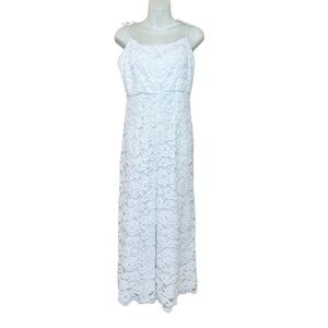LIKELY Miley White Lace Cropped Straight Leg Tie Shoulder Jumpsuit Size 8 NWT